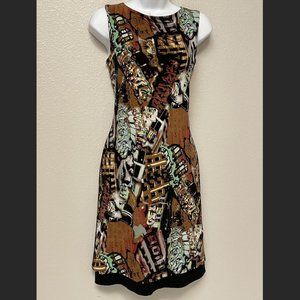 Eva Varro Geometric Stretch Comfortable Shift Urban Graffiti Dress Medium